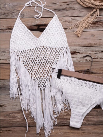 Fishnet, horgolt szövésű kötött bikini női fürdőruha Női fürdőruha Kétrészes bikini garnitúra Bojt fürdőruha Swim V2367