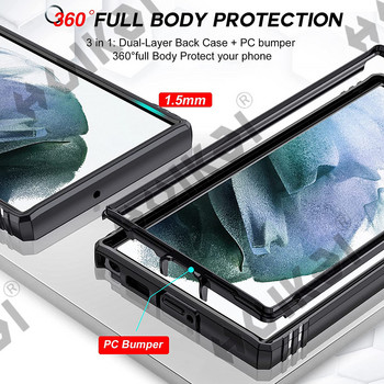 Калъф за Samsung S23 S22 S21 S20 FE Note 20 Ultra Plus A53 A33 A52S A52 A32 5G Heavy Duty с камера 360 градуса капак с стойка