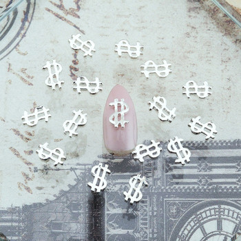 20PCS $ Dollar Money Sign Метални декори за нокти Пънк сплав Dollars 3D Талисмани за нокти DIY Tip Stick Аксесоари за монети USD Аксесоари $Y1-3