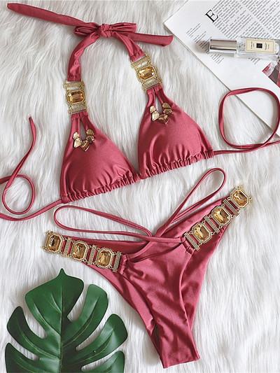 Szexi ékköves Diamond Scrunch Butt Bikini Női fürdőruha Női fürdőruha Kétrészes bikini szett fürdőruha Swim V2247