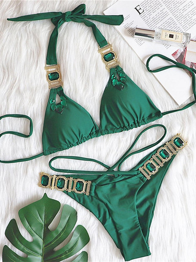 Szexi ékköves Diamond Scrunch Butt Bikini Női fürdőruha Női fürdőruha Kétrészes bikini szett fürdőruha Swim V2247