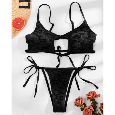 Novi seksi naborani bikini ženski kupaći kostim Ženski kupaći kostim Dvodijelni bikini komplet Podstavljeni brazilski kupaći kostim za kupanje V2795B