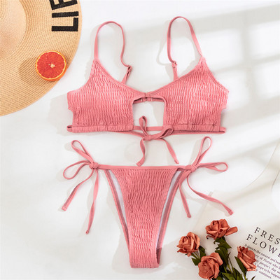 Novi seksi naborani bikini ženski kupaći kostim Ženski kupaći kostim Dvodijelni bikini komplet Podstavljeni brazilski kupaći kostim za kupanje V2795B