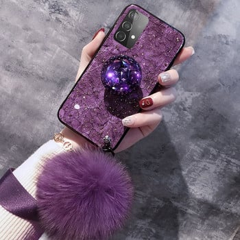 Glitter Diamond Калъф за скоба за Samsung Galaxy A13 A33 A53 A73 M52 5G Златно фолио Капак за държач за телефон