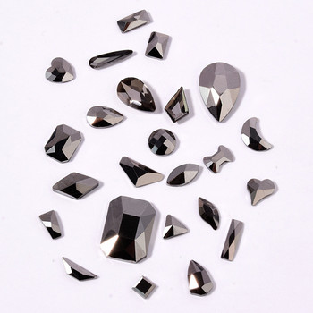 Изкопани черни нокти Декорация от кристали Плосък кристален камък Хематит Елегантен тъмен стил 3D нокът Направи си сам аксесоари