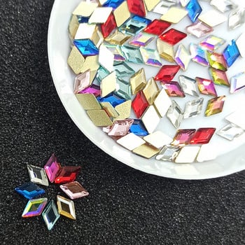 30 бр./100 бр. Mini Rhombus Nail Art Rhinestone Плосък гръб Цветен кристал 3D нокът Направи си сам Аксесоари за декорация