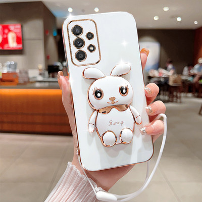 Silikonska maska Cute Rabbit Plating Phone Bracket Case za Samsung Galaxy A12 A22 A32 A42 A52 A72 A52S A13 A33 A53 A73 A82 4G 5G