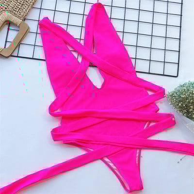 Novi seksi dugi jednodijelni kupaći kostim s omotom i dubokim V, ženski kupaći kostim, ženski kupaći kostim s visokim izrezom, monokini za kupanje V1639B