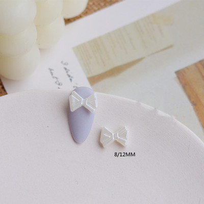 10db Pearl White Nail Resin Charms Barokk Virginal White Csokornyakkendő/Butterfly/Shell Nyári körömdíszítés Barkácsolás Köröm kellékek 11MM