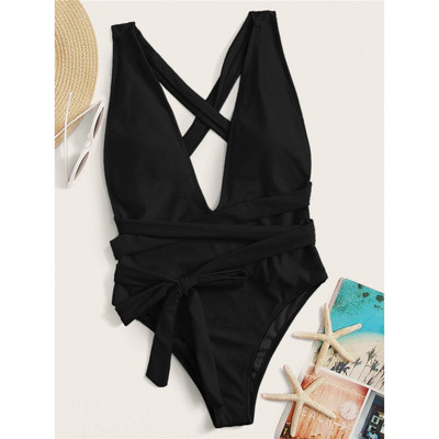 Seksi Wrap Around Bandage Ženski kupaći kostim Jednodijelni kupaći kostim Ženski kupaći kupaći kostim s dubokim V izrezom Monokini bez leđa V1639R