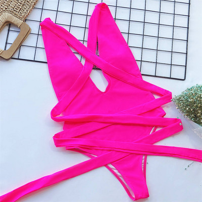 Seksi Wrap Around Bandage Ženski kupaći kostim Jednodijelni kupaći kostim Ženski kupaći kupaći kostim s dubokim V izrezom Monokini bez leđa V1639R