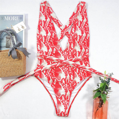 Seksi Wrap Around Bandage Ženski kupaći kostim Jednodijelni kupaći kostim Ženski kupaći kupaći kostim s dubokim V izrezom Monokini bez leđa V1639R