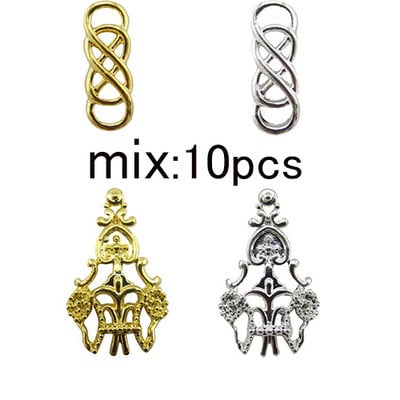 10db Ötvözet köröm arany ezüst 3d köröm dekoráció új érkezett Gyönyörű bájak dekorációk körmök Kiegészítők QB672-676