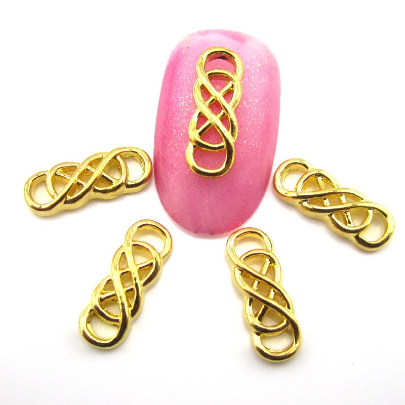 10db Ötvözet köröm arany ezüst 3d köröm dekoráció új érkezett Gyönyörű bájak dekorációk körmök Kiegészítők QB672-676