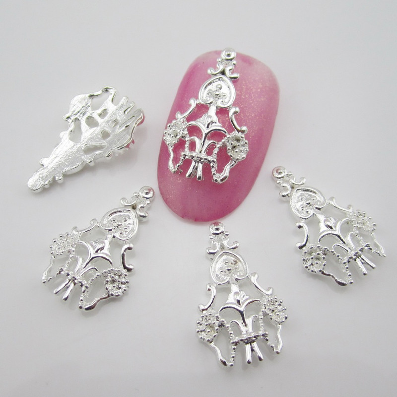 10db Ötvözet köröm arany ezüst 3d köröm dekoráció új érkezett Gyönyörű bájak dekorációk körmök Kiegészítők QB672-676