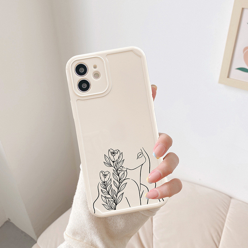 Abstract Line Face Phone Case for iPhone 11 12 13 Pro Max X 7 8 Plus XR XS Max Soft Silicone Back Cover Funda
