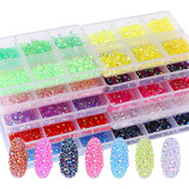 Aproximativ 2700 buc/cutie AB Jeleu/Kit cu strasuri transparente 2/3/4mm Flatback Rășină Cristal Sclipici Piatră Strass DIY 3D Nail Art Decoration