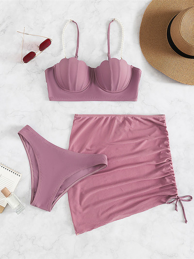 S -XL Pearls Bikini Push Up peldkostīms Sieviešu peldkostīmi Sieviešu trīsdaļīgs bikini komplekts ar krūštura kausu peldkostīms peldkostīms V4302