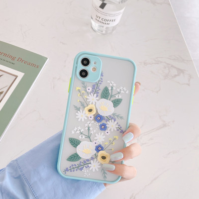 Luxus 3D Relief Flower tok iPhone 12 Mini 11 Pro Max X XR XS Max 7 8 Plus puha lökhárító átlátszó matt PC hátlaphoz