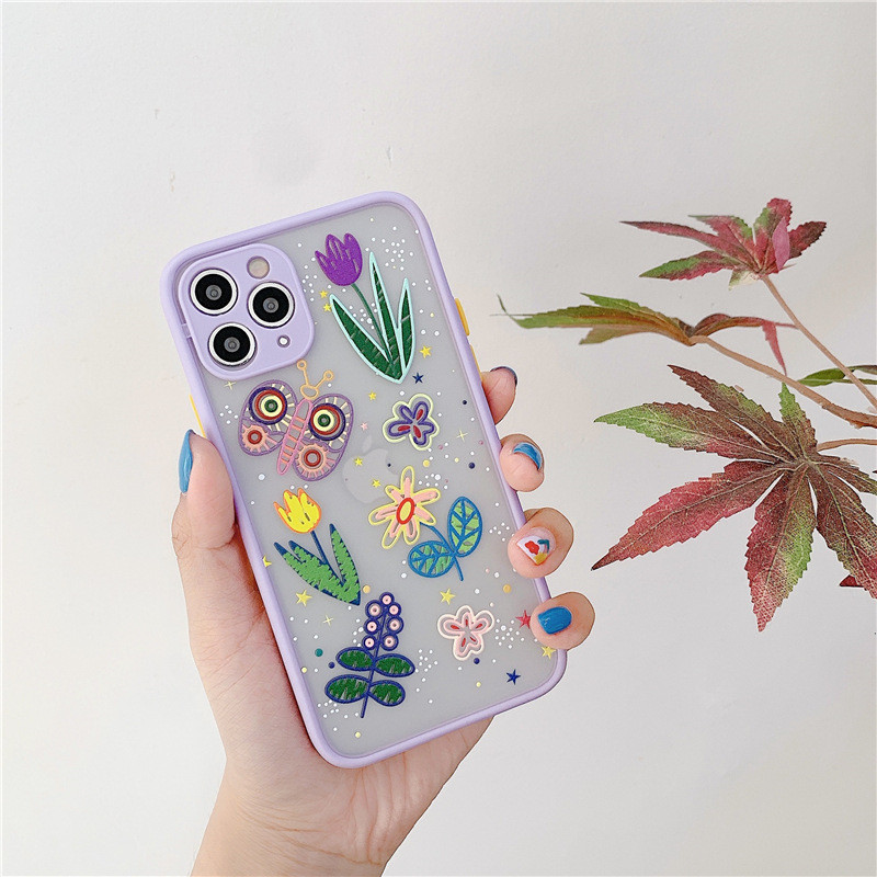 Luxus 3D Relief Flower tok iPhone 12 Mini 11 Pro Max X XR XS Max 7 8 Plus puha lökhárító átlátszó matt PC hátlaphoz
