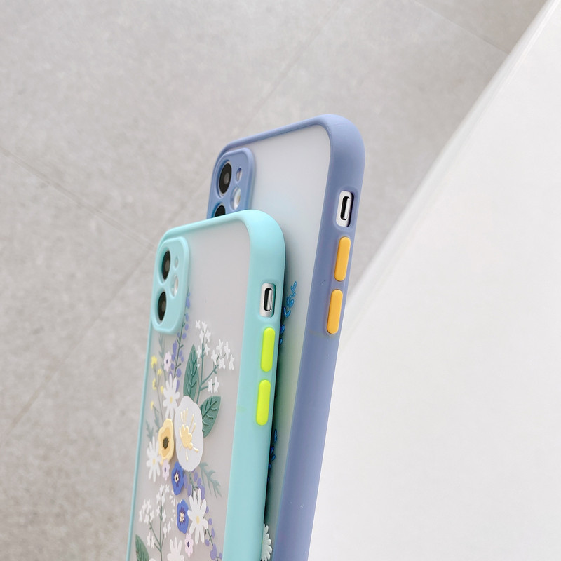 Luxus 3D Relief Flower tok iPhone 12 Mini 11 Pro Max X XR XS Max 7 8 Plus puha lökhárító átlátszó matt PC hátlaphoz
