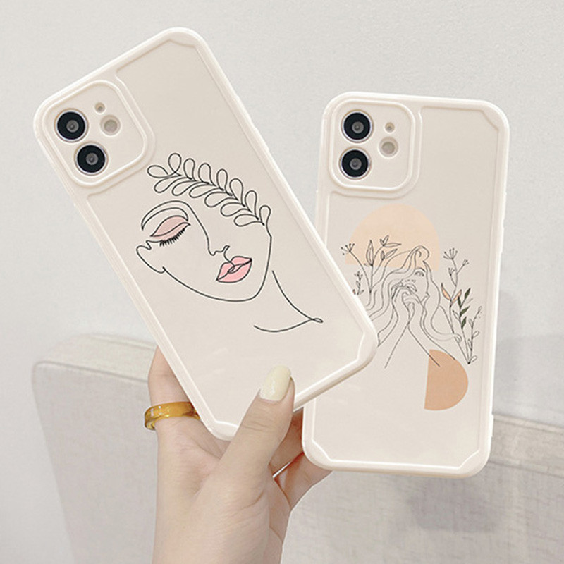 Θήκη τηλεφώνου Abstract Art Line Figure για iPhone 12 13 Pro Max 11 Pro Max X 7 8 Plus XR XS Max Μαλακό πίσω κάλυμμα σιλικόνης