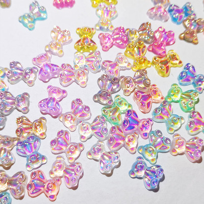 50db Nail Art 3D Bows Kawaii Butterfly Bow-knot Nail Art Stud Strassz kristály, 3D Bow-knot Aurora Colorful Nail Charms ,i88