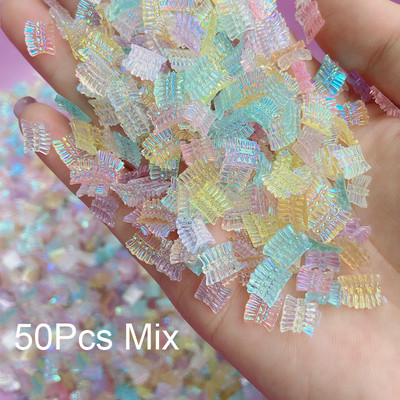 50db Nail Art 3D Bows Kawaii Butterfly Bow-knot Nail Art Stud Strassz kristály, 3D Bow-knot Aurora Colorful Nail Charms ,i88