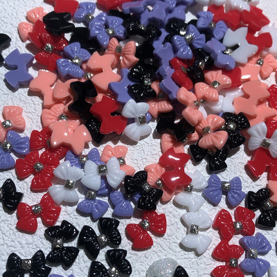 50db Nail Art 3D Bows Kawaii Butterfly Bow-knot Nail Art Stud Strassz kristály, 3D Bow-knot Aurora Colorful Nail Charms ,i88