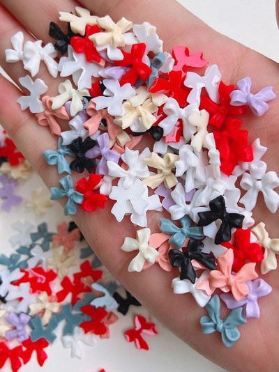 50db Nail Art 3D Bows Kawaii Butterfly Bow-knot Nail Art Stud Strassz kristály, 3D Bow-knot Aurora Colorful Nail Charms ,i88