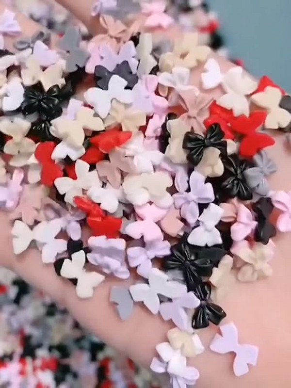 50db Nail Art 3D Bows Kawaii Butterfly Bow-knot Nail Art Stud Strassz kristály, 3D Bow-knot Aurora Colorful Nail Charms ,i88