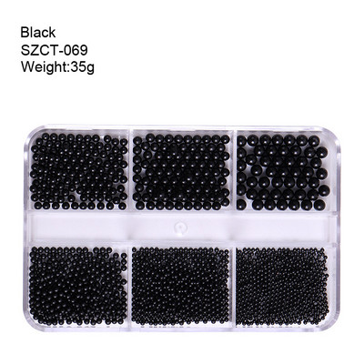 FlorVida Nail Art Rozsdamentes acél gyöngyök körmökhöz Design Mix Méretek Golden Black Ball Rhinestone AB 6 rácsos doboz akril készlet