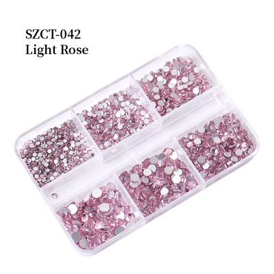 FlorVida Nail Art Rozsdamentes acél gyöngyök körmökhöz Design Mix Méretek Golden Black Ball Rhinestone AB 6 rácsos doboz akril készlet