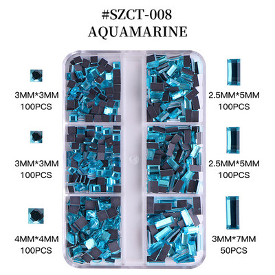 FlorVida Nail Art Rozsdamentes acél gyöngyök körmökhöz Design Mix Méretek Golden Black Ball Rhinestone AB 6 rácsos doboz akril készlet