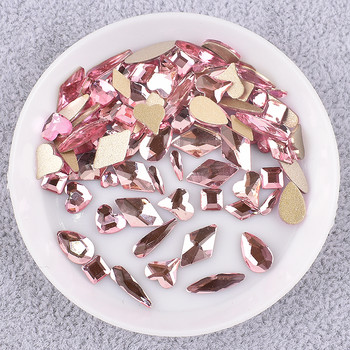 Розова смесена форма за нокти, декорация от кристали, плосък гръб, мулти-стилов любовен диамантен кристал, 3D аксесоари за нокът Направи си сам