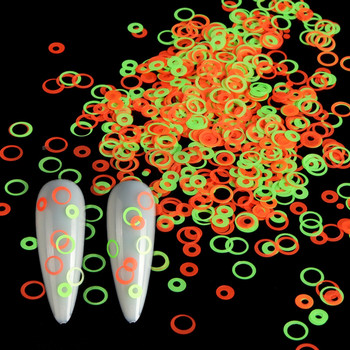Направи си сам Неонов издълбан кръг Пайети за ноктопластика 12 решетки Флуоресцентни блестящи люспи за ноктопластика 3D аксесоари за ноктопластика Декор за маникюр