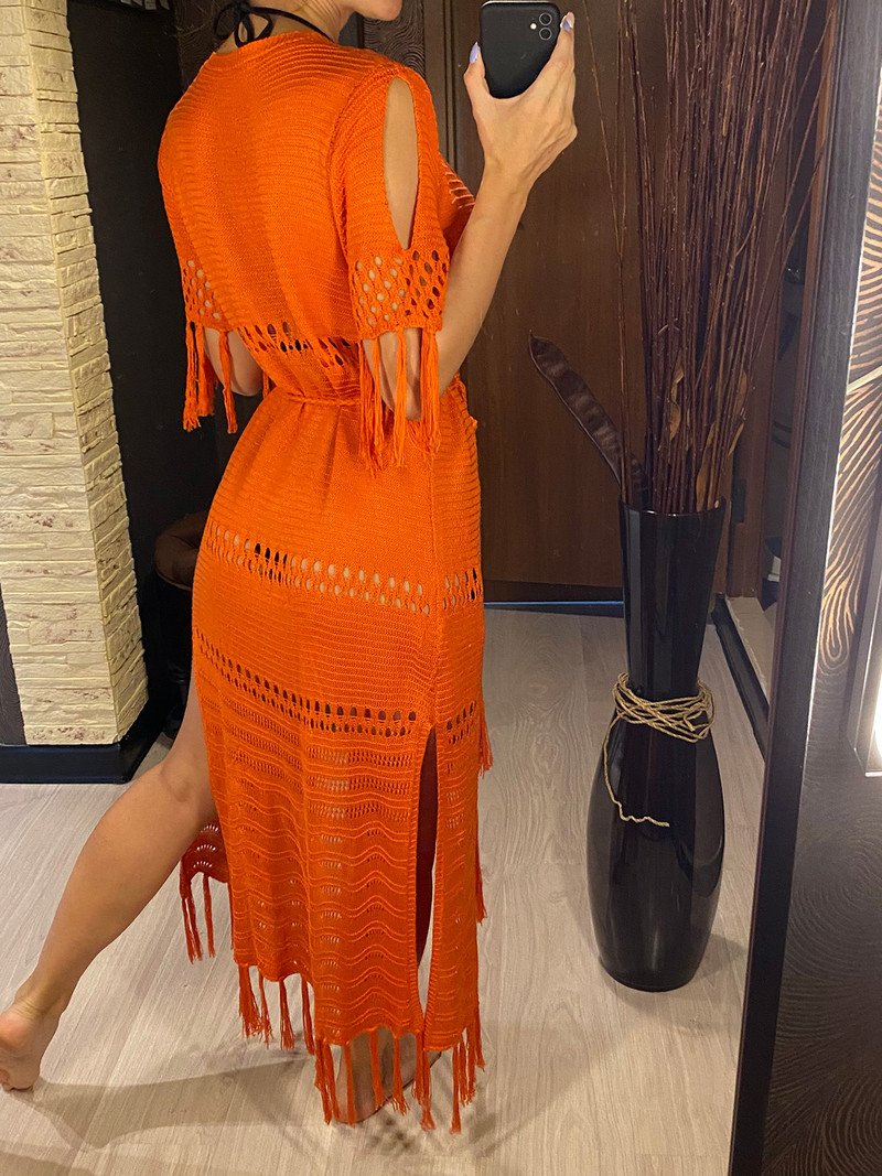3 színű rojt bojt kötött horgolt tunika Beach Cover Up Beach takaró Strandruha Strandruha Strandruha Női Női V3801