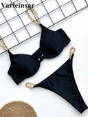 Szexi magas kivágású aranyláncos bikini női fürdőruha Női fürdőruha Kétrészes bikini szett Underwired fürdőruha úszó V1646