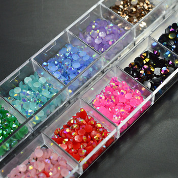 12 цвята/кутия 3 мм кристални цветни желе кристали 3D дизайн на ноктите блясък скъпоценни камъни камъни маникюр Направи си сам мъниста с плоски гръб CH128/TZS
