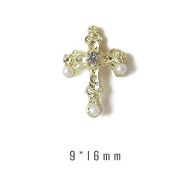 10db 3D Kereszt alakú körömbűvek Punk Deco Metal Charms Kristály Strasszkő akril zselé köröm manikűr dekorációs eszköz