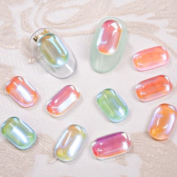 20 бр. Плосък заден кристал за нокти Aurora Jewelry 3D блестяща смола Дебел блок с форма на лед Декорация на ноктите Части за декорация на нокти Направи си сам талисмани за нокти