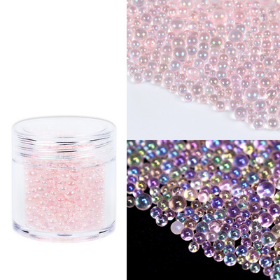 Stikla krelles Kristāla sīki Rhinestones manikīram Stikla bumbiņas Mikro krelles nagu rotājumiem DIY Charms nagu mākslas aksesuāri