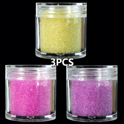Stikla krelles Kristāla sīki Rhinestones manikīram Stikla bumbiņas Mikro krelles nagu rotājumiem DIY Charms nagu mākslas aksesuāri