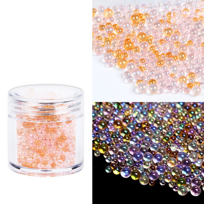 Stikla krelles Kristāla sīki Rhinestones manikīram Stikla bumbiņas Mikro krelles nagu rotājumiem DIY Charms nagu mākslas aksesuāri