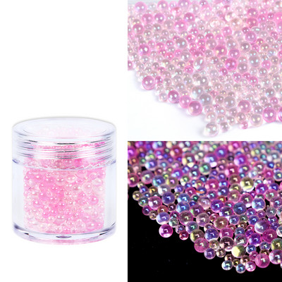 Stikla krelles Kristāla sīki Rhinestones manikīram Stikla bumbiņas Mikro krelles nagu rotājumiem DIY Charms nagu mākslas aksesuāri
