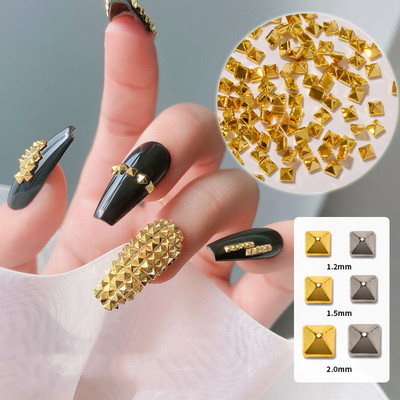 200 vnt./maišelis Nail Art Punk Style Spire Tvirtas Metalas Plokščiadugnė Kniedės Papuošalai Universalūs trimačiai nagų gręžimo priedai