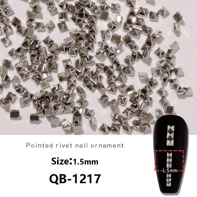 200 db/táska Nail Art Punk stílusú Spire tömör fém lapos aljú szegecs ékszer Sokoldalú háromdimenziós körömfúró kiegészítők