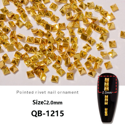 200 db/táska Nail Art Punk stílusú Spire tömör fém lapos aljú szegecs ékszer Sokoldalú háromdimenziós körömfúró kiegészítők