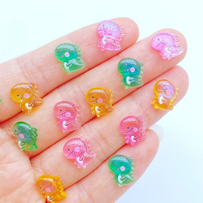 50db 3D gyanta körömbűvek fényes dinoszaurusz körömalkatrészek kiegészítők Kawaii DIY körömdíszítés