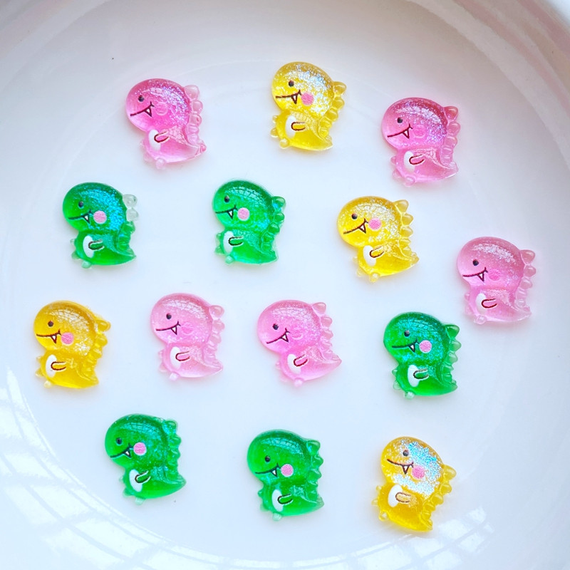 50db 3D gyanta körömbűvek fényes dinoszaurusz körömalkatrészek kiegészítők Kawaii DIY körömdíszítés